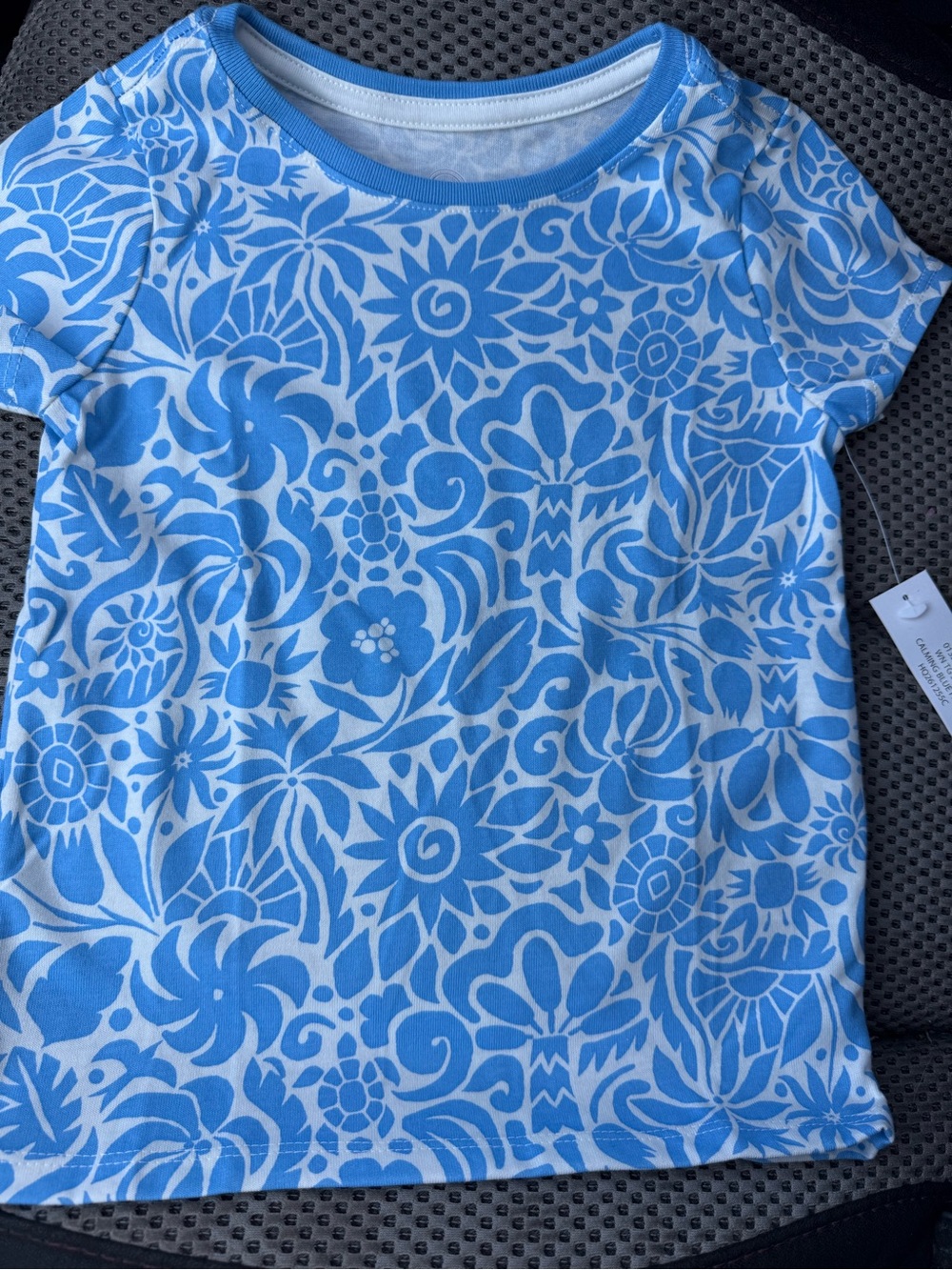 Girl’s Blue & White Floral Short-Sleeve Tee